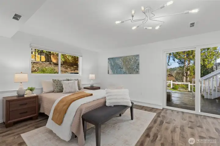 One of two lower level bedrooms