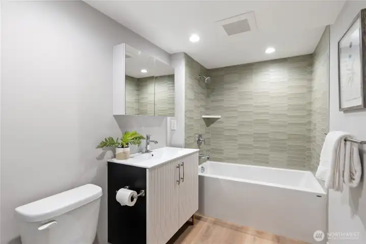 Full guest bath on the lower floor.