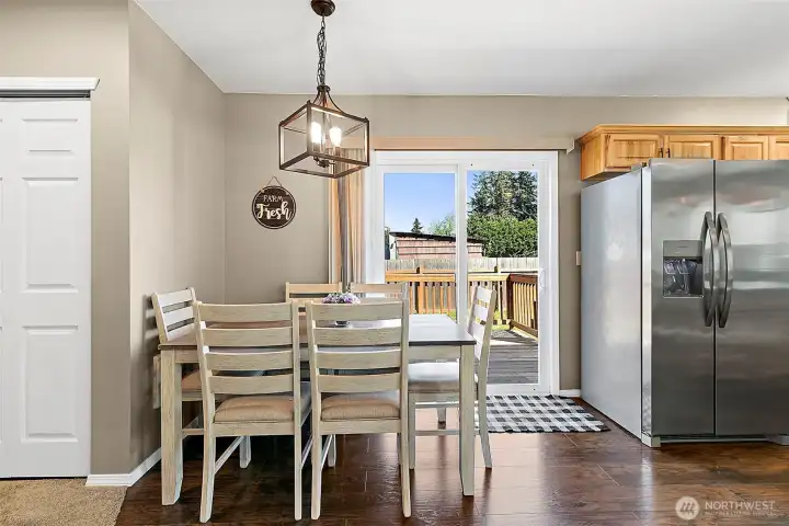 Entering the home in the the main gathering spaces and kitchen