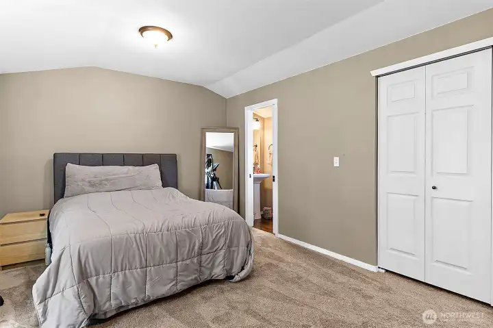 Primary bedroom has a private 1/4 bath.