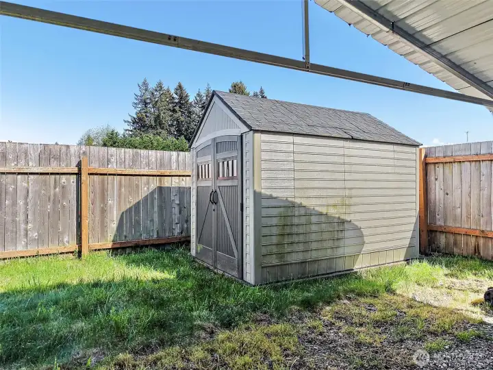 Shed for some extra storage.