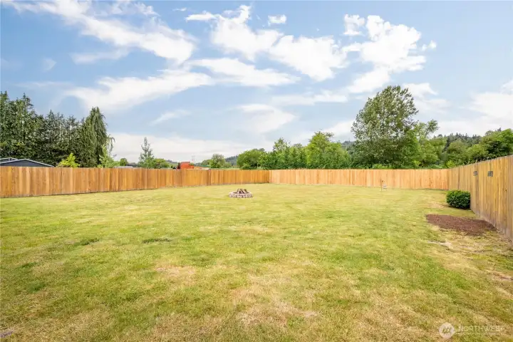Large completely fenced yard