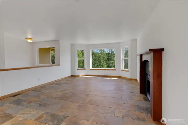 Living room has natural light and views.