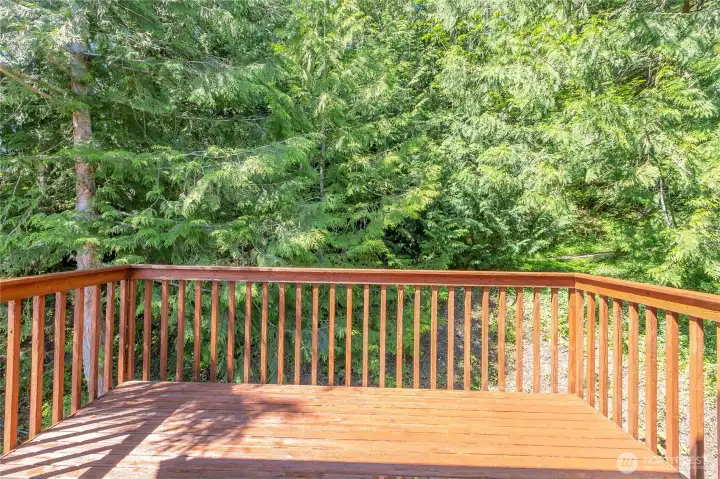 Deck off dining area, a great place to enjoy that peaceful morning coffee.