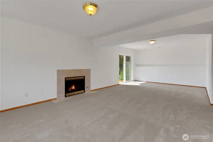 Daylight basement with extra large great room.