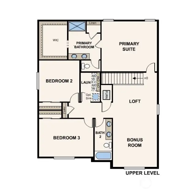 Bennett Plan - Upper Floor - Marketing Rendering - may vary per location