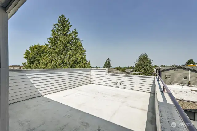 Shared roof top deck is available for use with views of Puget Sound and Mountains