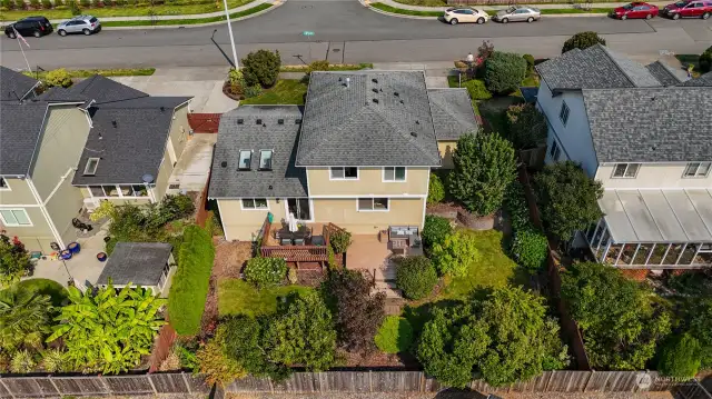 aerial view of back of home