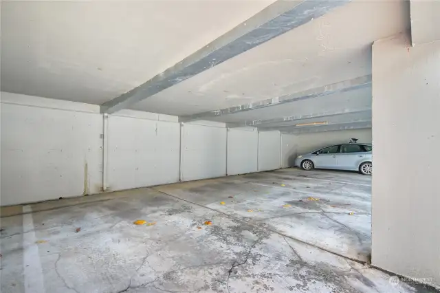 Covered carport with assigned parking spot.