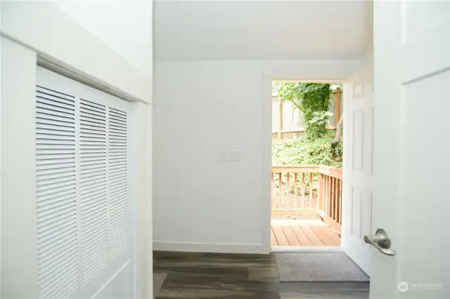 Utility room also has outdoor access to the back porch.