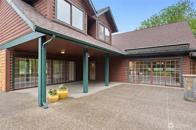 The windows to the left are the living room area and straight back is windows to Great room.