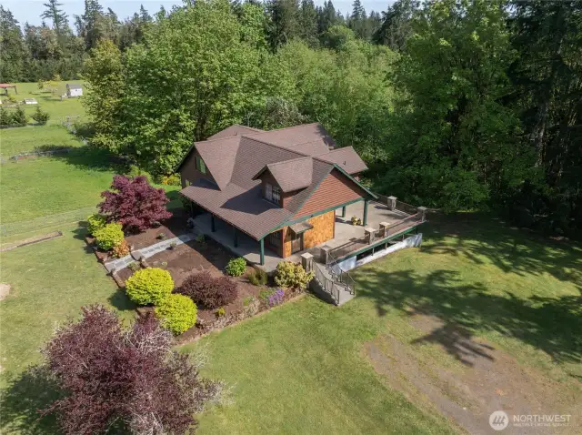 Aerial of home from west looking north east.