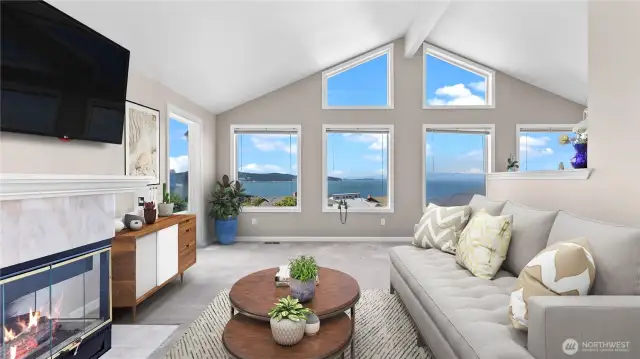 Beautiful views through entryway. Virtually staged