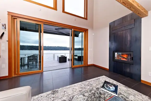 Lots of glass, heated tile and a nice wood burning fire!