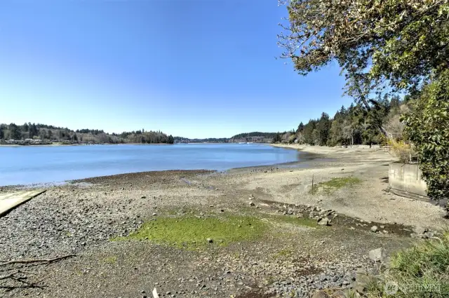 Private beach and boat launch to community