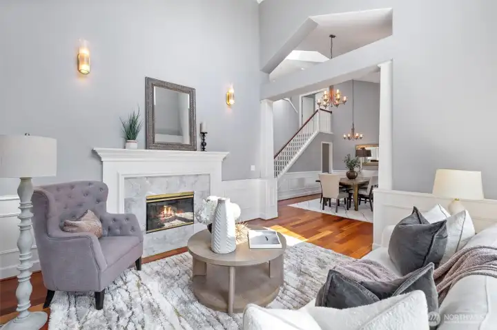Soaring Ceilings and Gas Fireplace.