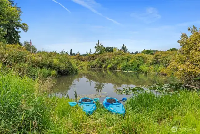 Kayaking and fishing creek