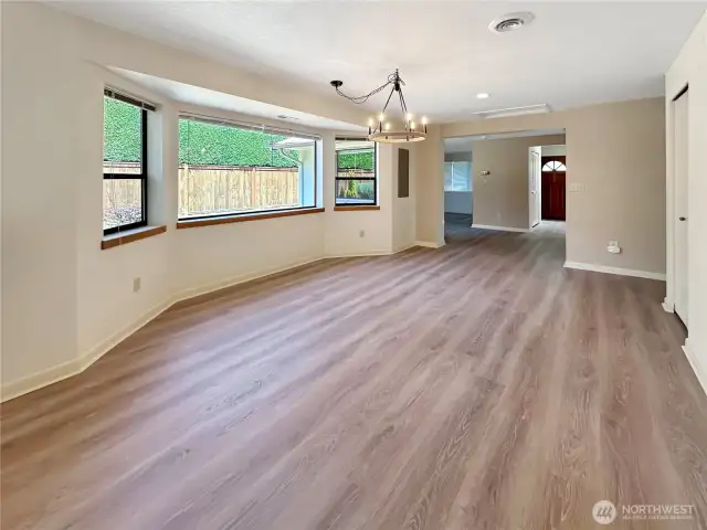 Dining room and library/den.