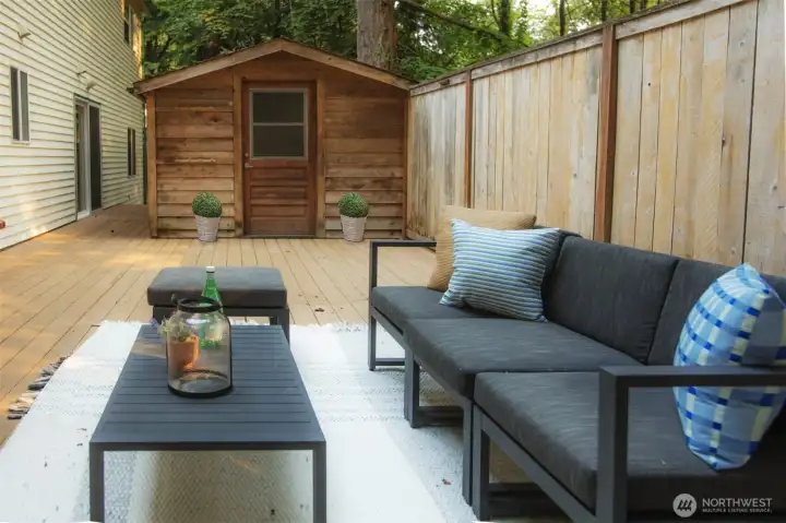 Backyard deck with studio