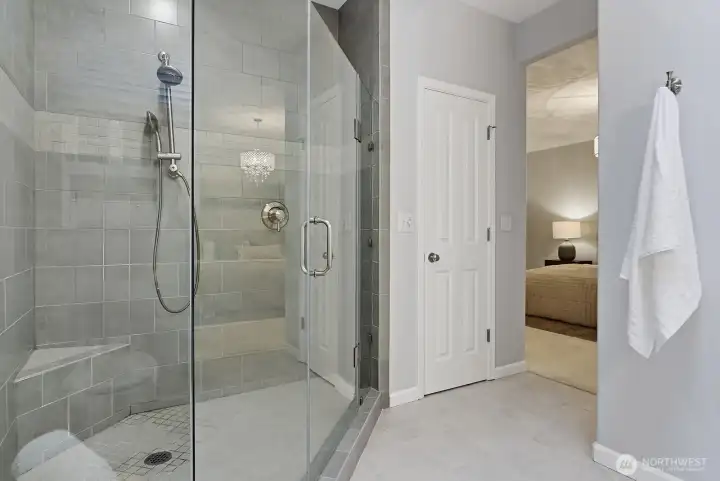 From Primary bath to primary bedroom