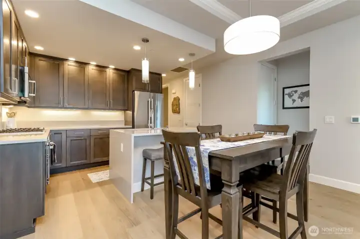 Elegant kitchen with quartz counters ready for your next dinner party