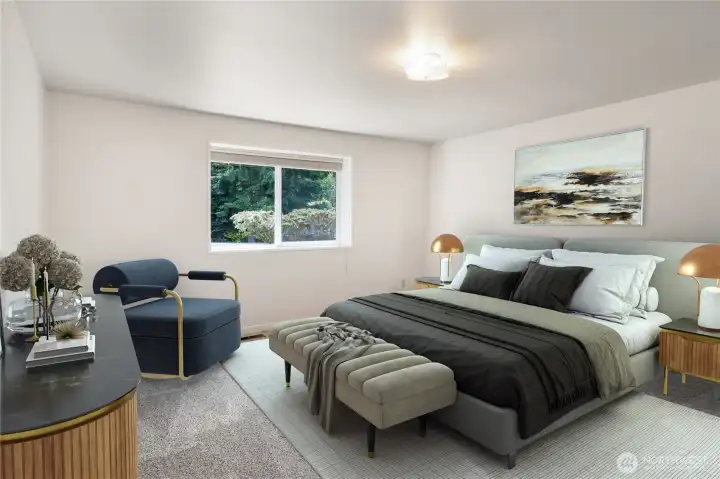 Oversized second bedroom could be a second primary.  Virtually staged
