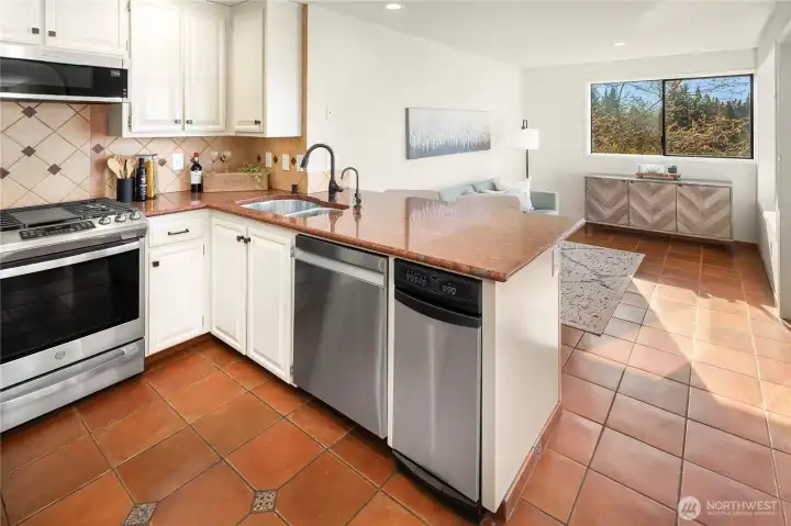 Kitchen connected to sitting area