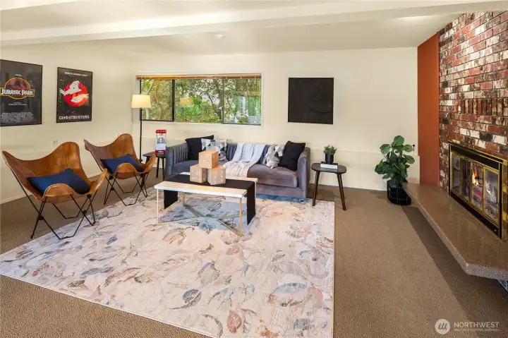 Huge lower level flex room.  Room for large TV & exercise equipment