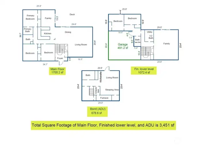 Floorplan for 3 levels