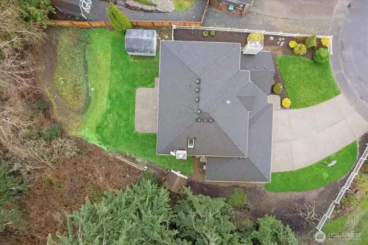 Arial view of large lot