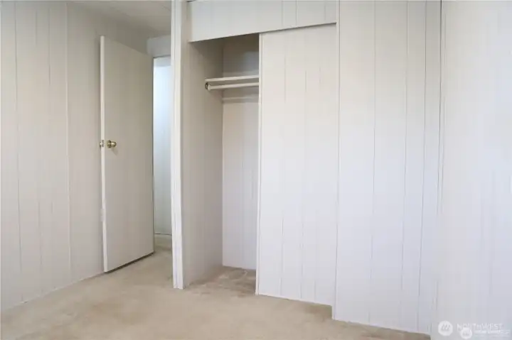 Bedroom three, View from the window towards the closet/hall.