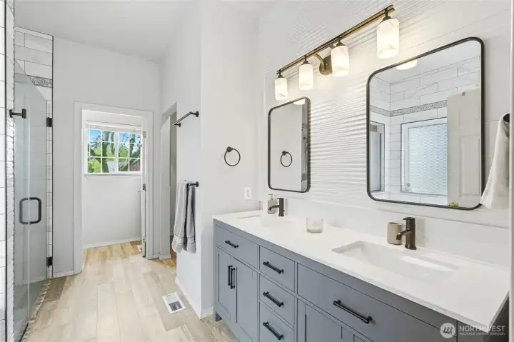 Double vanity = no sharing stress.