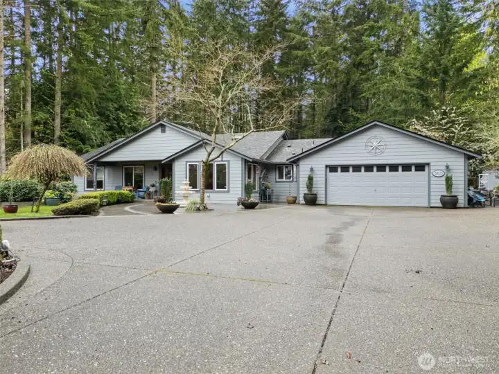 Large paved driveway