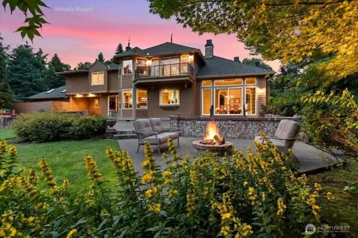 Firepit, backyard, rear patio, landscaping, virtual staging patio furniture Firepit, backyard, rear patio, landscaping, virtual staging patio furniture