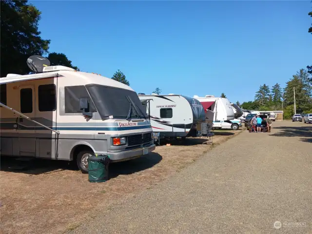 Front driveway area and RV spaces on east side of property, adjacent to Z St. These are all short term rental spaces.