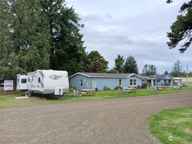 Front driveway area and RV spaces on east side of property, adjacent to Z St. These are all short term rental spaces.