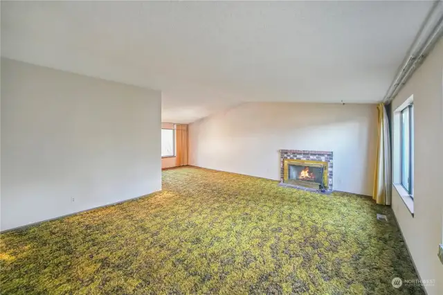 Entry view looking into living and dining nook