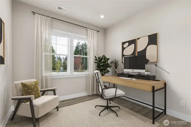 Home office or main floor bedroom. Virtual staging of actual home.