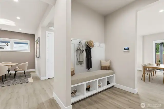 Mud room just between garage entry and kitchen area.