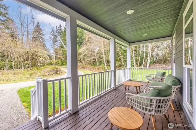One of two covered decks.