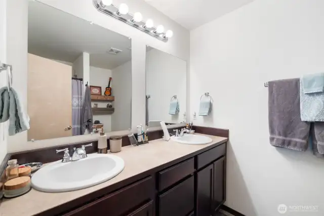 Master bath with double sinks.