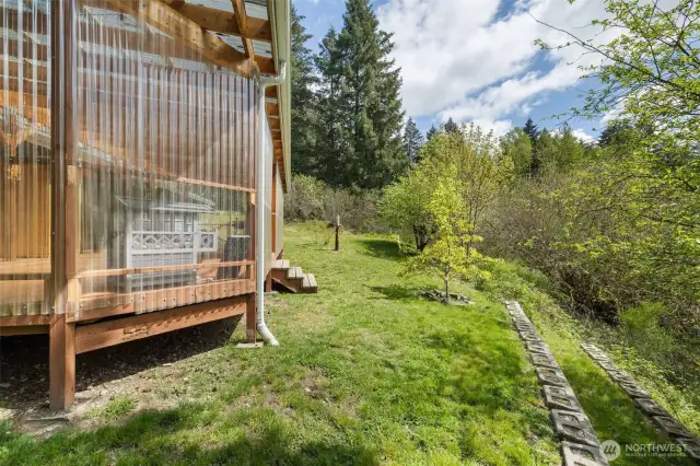 Rear view of the  fully enclosed amazing porch.