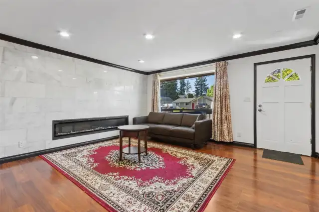 Dramatic marble surround fireplace
