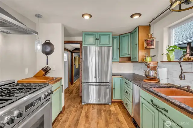 Kitchen with 6 burner gas professional stove