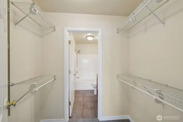 Walk in closet to bathroom.