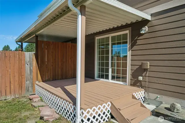 Freshly stained deck of unit 234.