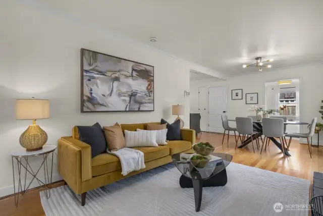 Living and dining share the open space