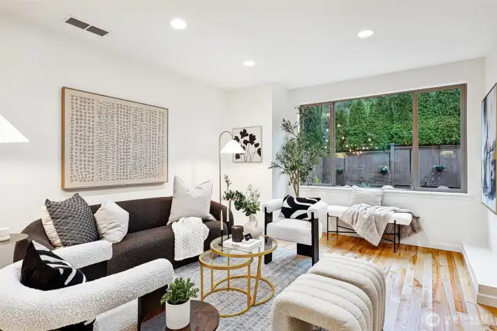 Private garden views from the living space