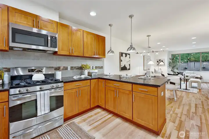 Stainless steel appliances. Gas range cooking!