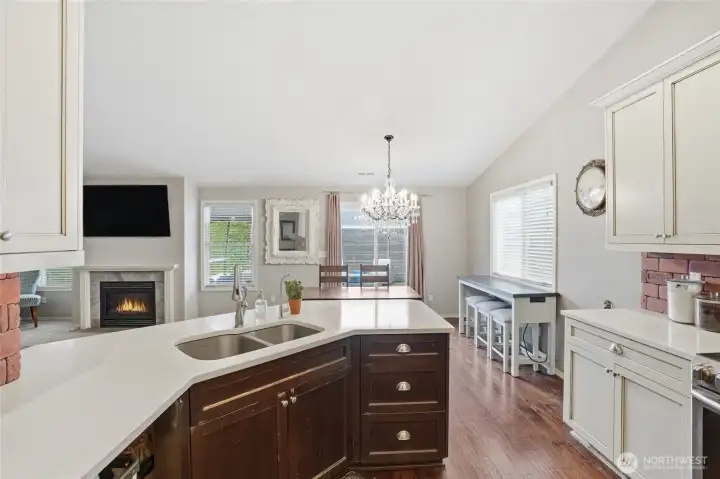 View from kitchen into dining area